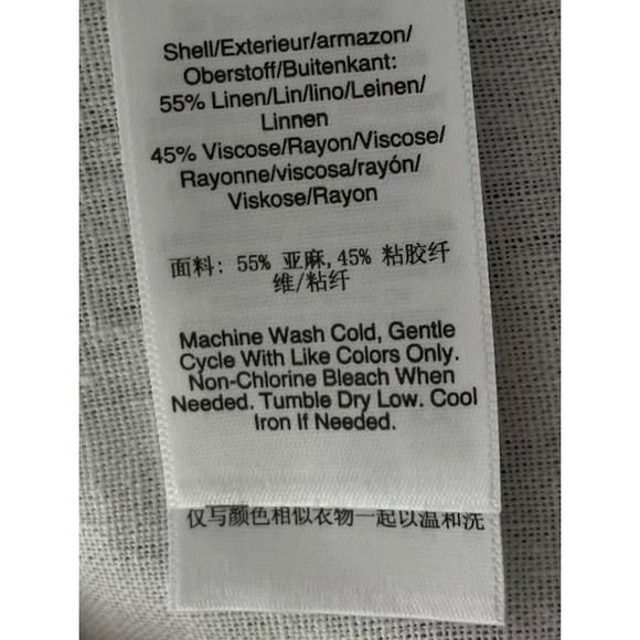 New DKNY Pure Wide Leg Linen Blend Crop Pants  White Beachy Coastal Cruise Large - Picture 4 of 4